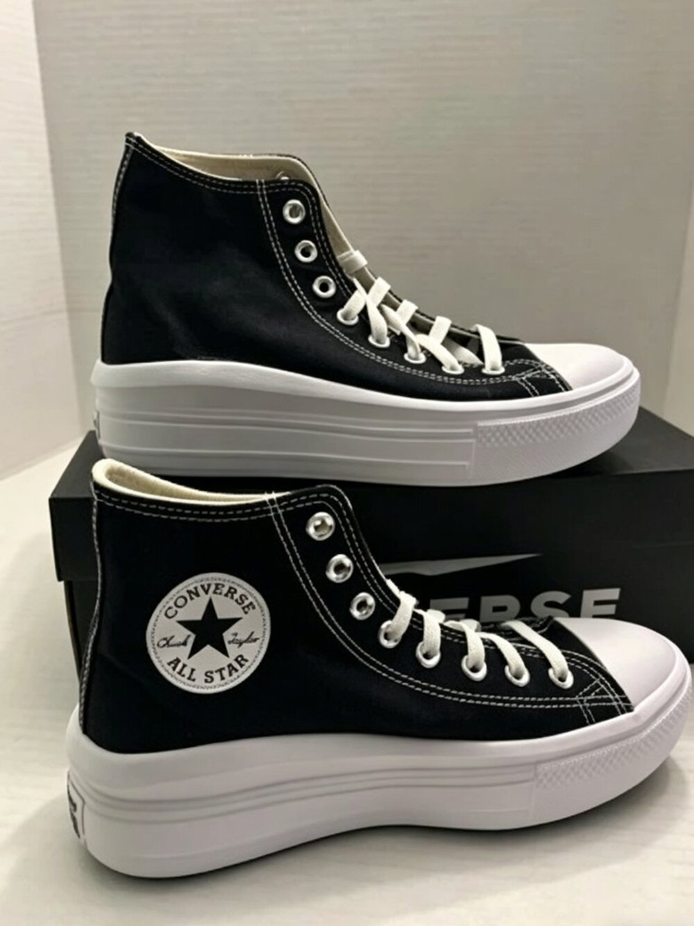Size 9.5 Women’s- Converse Chuck Taylor All Star Move High Black White W (6LZ)